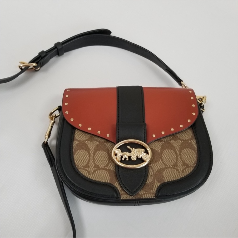 Coach Brown and Black Women's Bag Coach Georgie Saddle Bag Crossbody - Picture 8 of 16